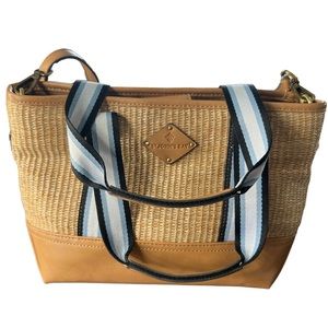 St. John’s Bay Woven Rattan Nautical Leather Purse New